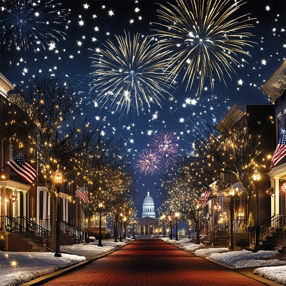 4th of July Firework Backdrop Patriotic Night Fireworks Backdrop CSH6-24