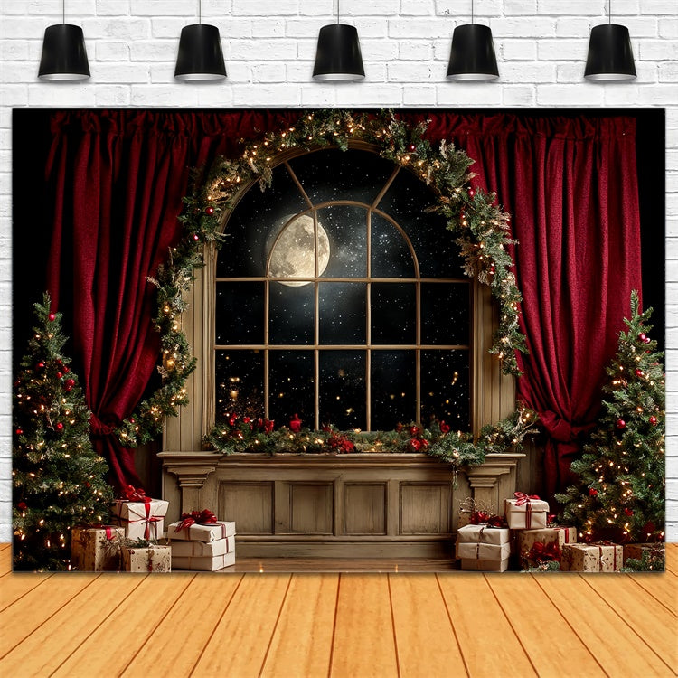 Christmas Photography Backdrops Silent Night Window Backdrop CSH6-245