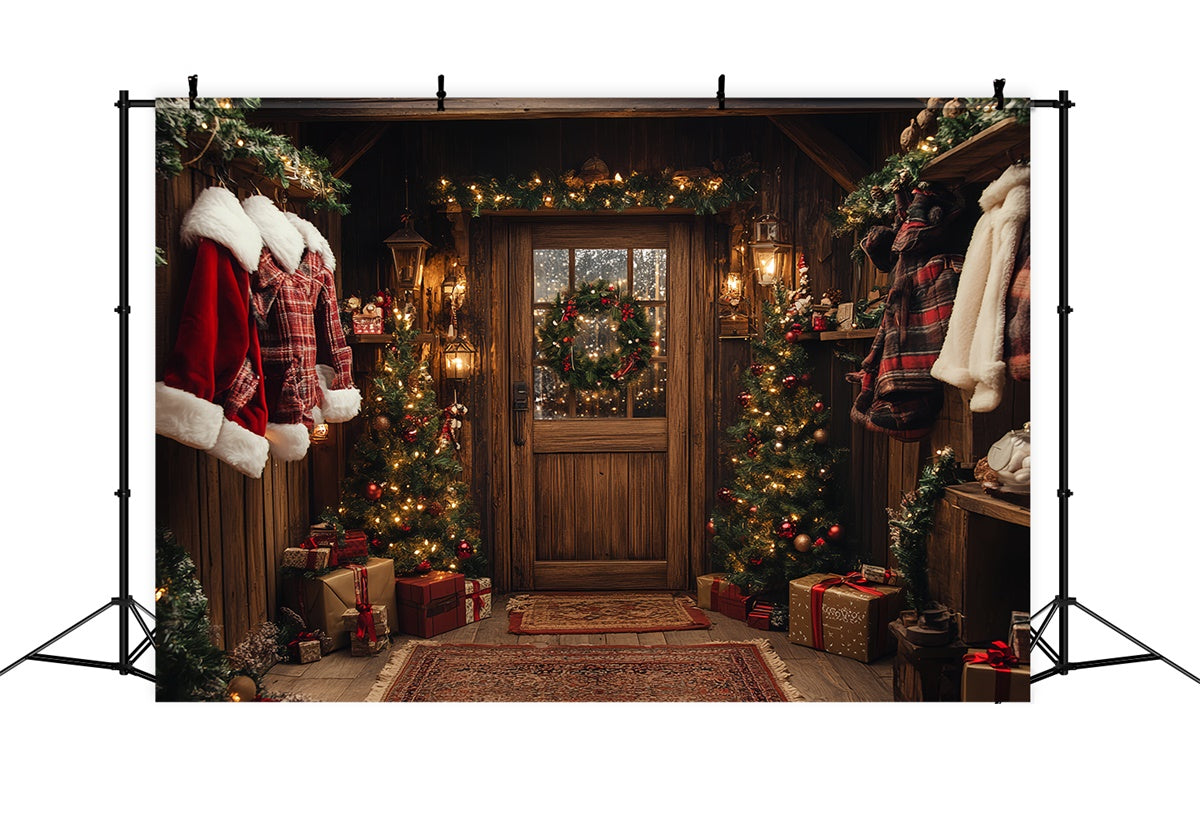 Christmas Backdrop Ideas Rustic Christmas Porch Backdrop CSH6-246