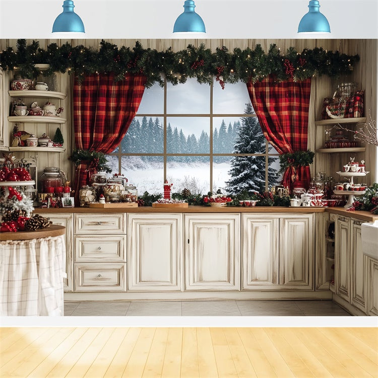 Christmas Backdrops For Photos Rustic Baking Cottage Backdrop CSH6-248