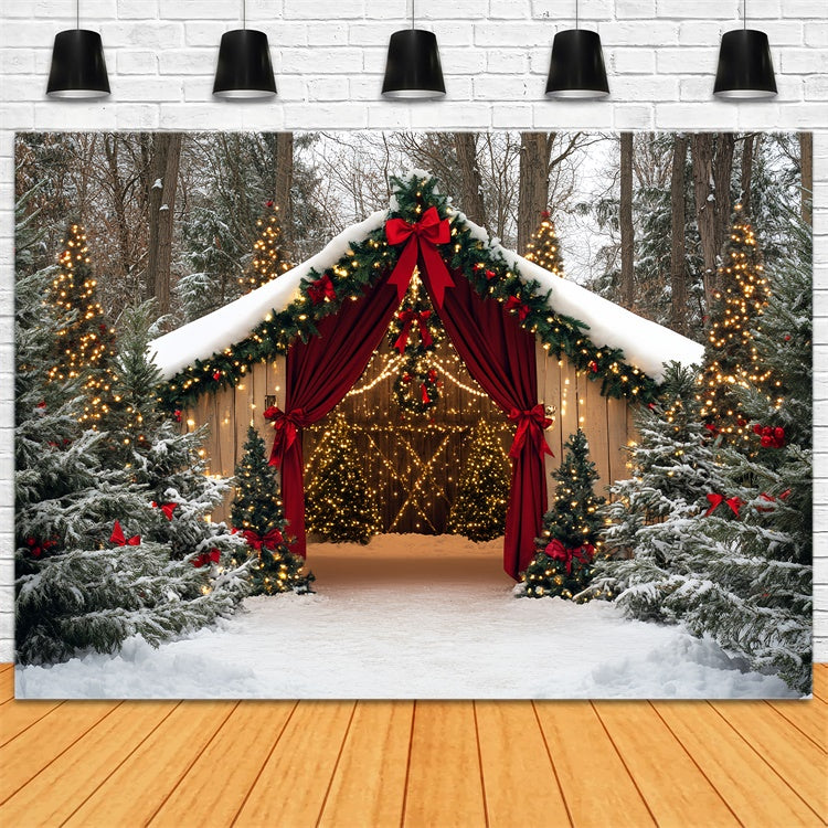 Christmas Photo Backdrop Holiday Barn Wonderland Backdrop CSH6-249