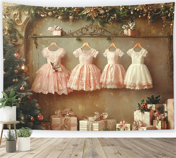 Christmas Photography Backdrops Dreamy Dress Garland Backdrop CSH6-254
