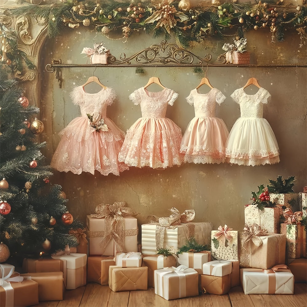 Christmas Photography Backdrops Dreamy Dress Garland Backdrop CSH6-254