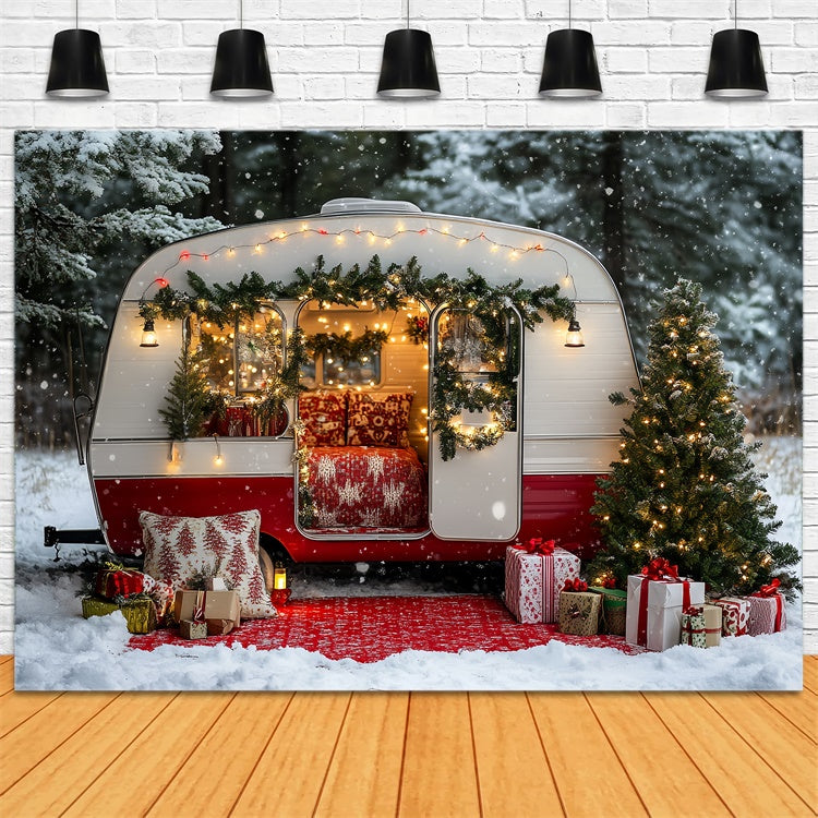 Christmas Backdrop For Photos Retro Holiday Camper Backdrop CSH6-260