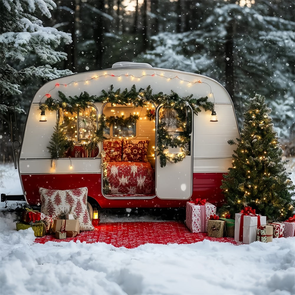 Christmas Backdrop For Photos Retro Holiday Camper Backdrop CSH6-260