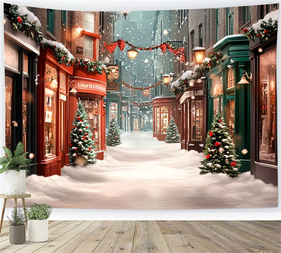 Christmas Village Backdrop Cozy Winter Street Backdrop CSH6-265