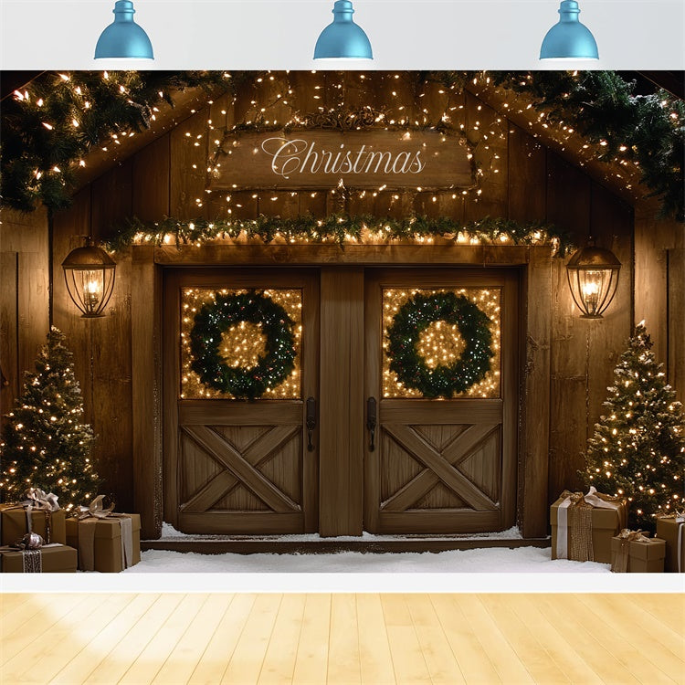 Christmas Photography Backdrops Festive Cabin Entry Backdrop CSH6-267