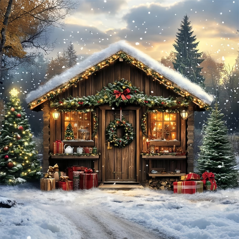 Professional Christmas Backdrops Snowy Lodge Magic Backdrop CSH6-272
