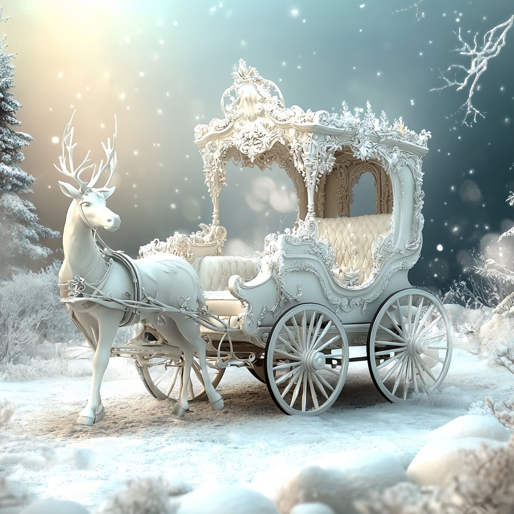 Christmas Backdrops Enchanted Winter Carriage Backdrop CSH6-285