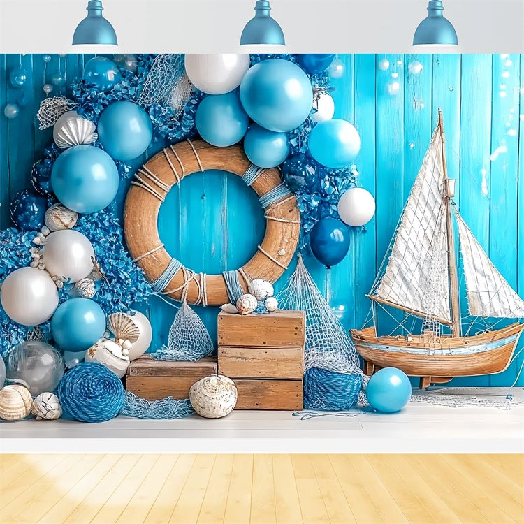 Cake Photography Backdrops Nautical Dreams Balloon Backdrop CSH6-298