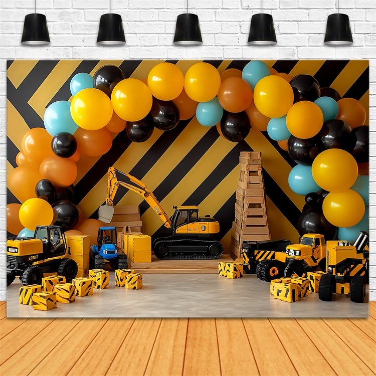 Cake Smash Backdrop Boy Construction Fun Party Backdrop CSH6-299