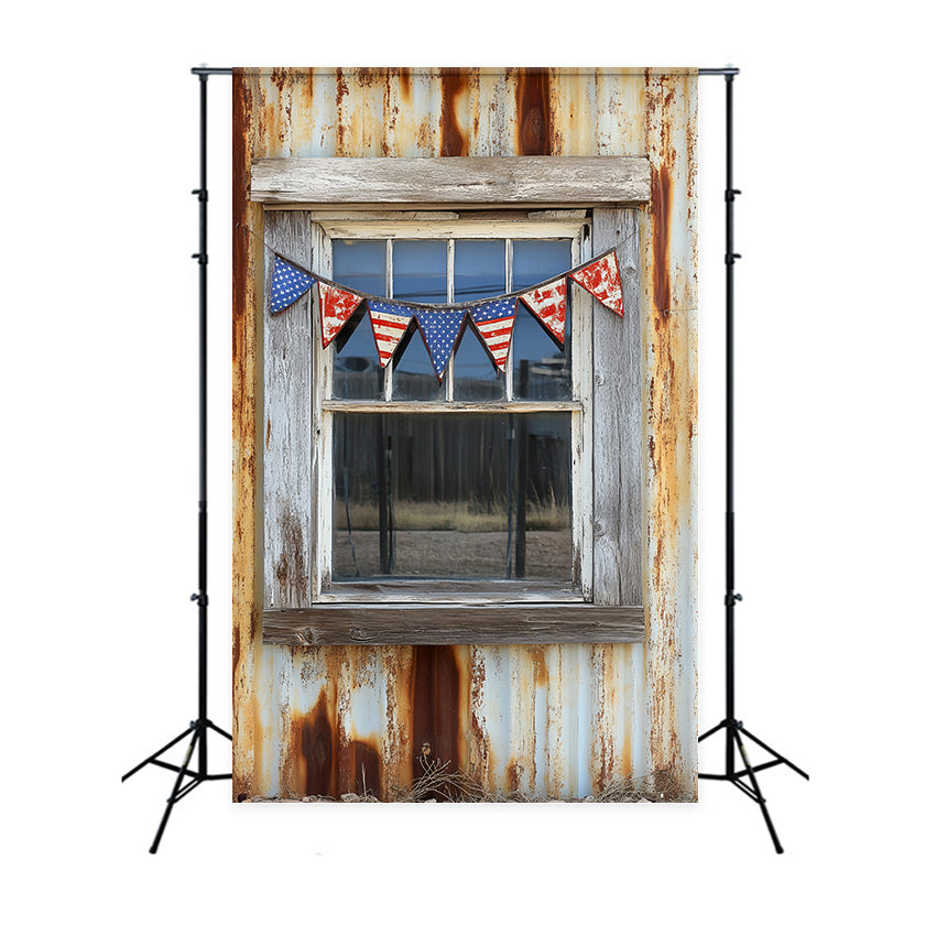 4th of July Backdrop Photography Window Flag Decor Backdrop CSH6-3