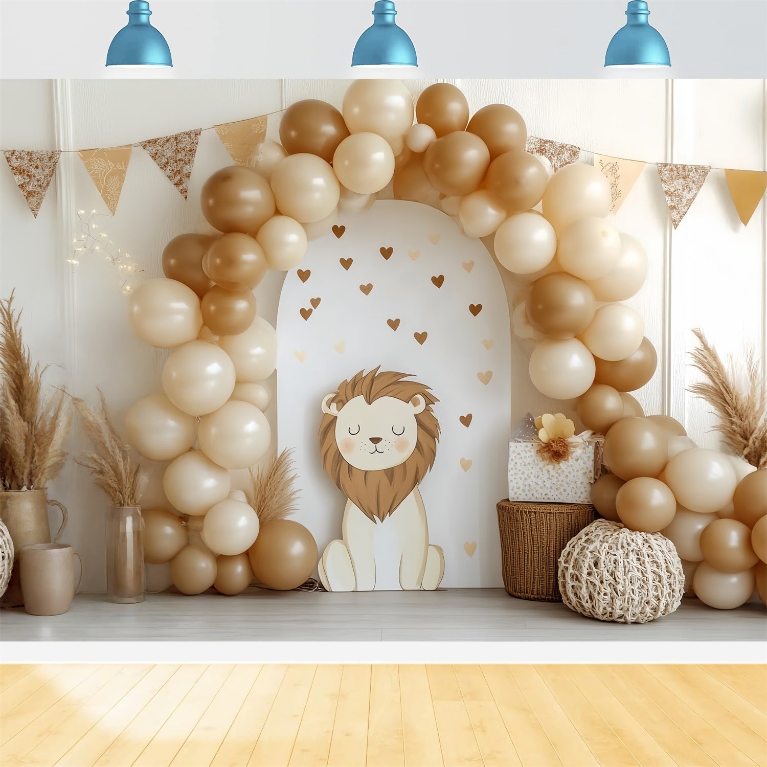 Smash Cake Backdrop Little Lion Balloon Arch Backdrop CSH6-302