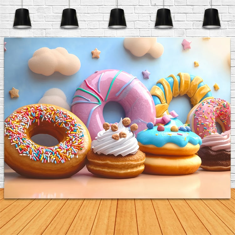 Cake Smash Photography Backdrop Sweet Donut Cloud Backdrop CSH6-307