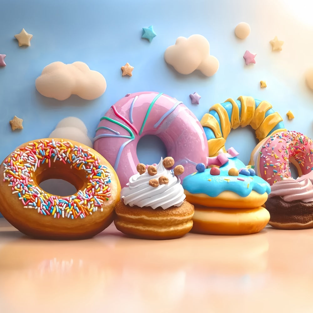 Cake Smash Photography Backdrop Sweet Donut Cloud Backdrop CSH6-307