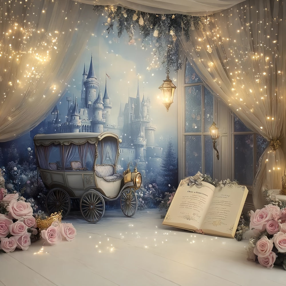 Cake Smash Backdrop Girl Royal Carriage Castle Backdrop CSH6-309