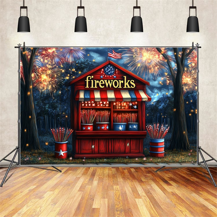 4th of July Firework Backdrop Patriotic Fireworks Stand Backdrop CSH6-31