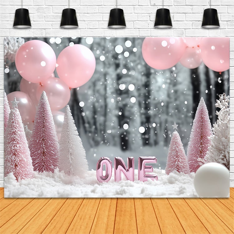 1st Birthday Backdrop Icy Wonderland Dream Backdrop CSH6-311