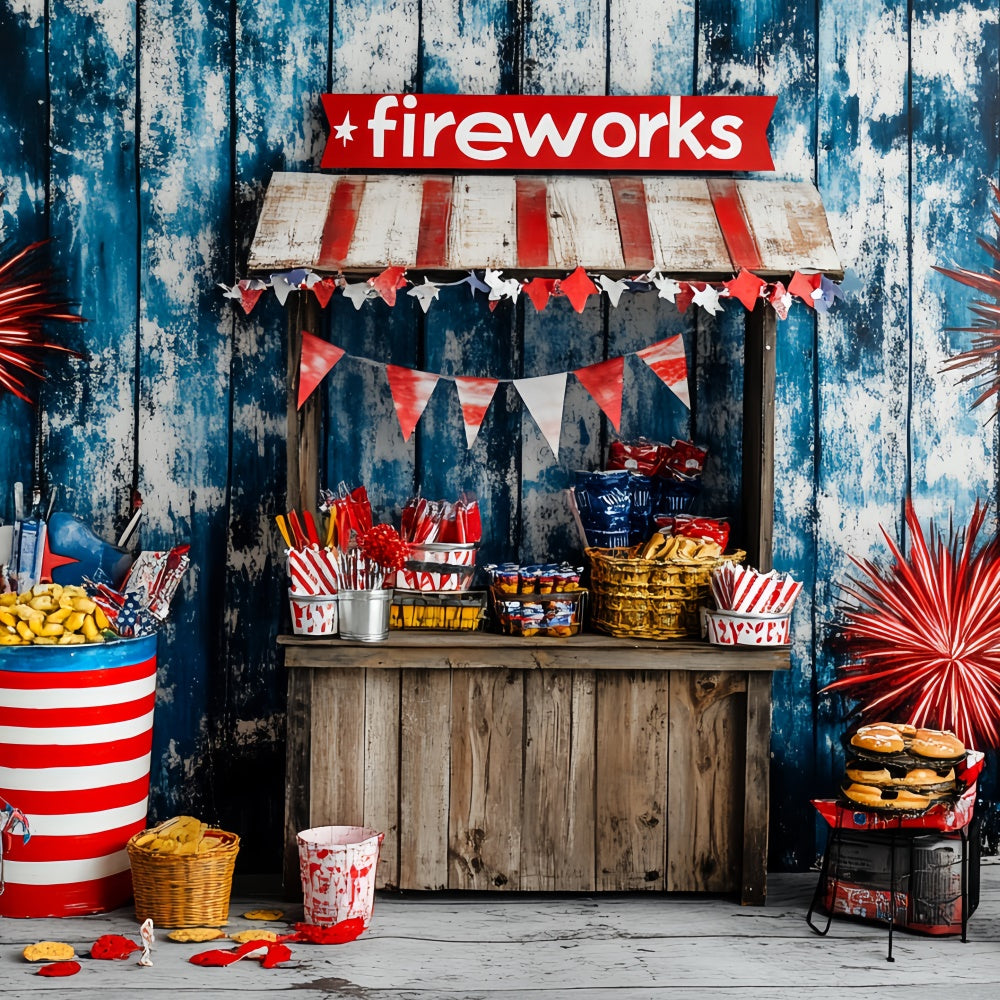Independence Day Backdrops Patriotic Snack Stand Backdrop CSH6-34