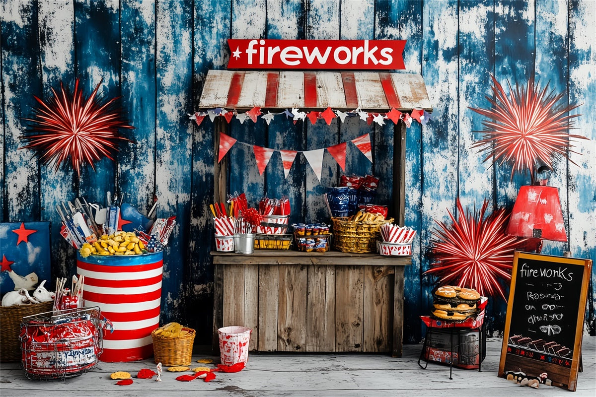 Independence Day Backdrops Patriotic Snack Stand Backdrop CSH6-34