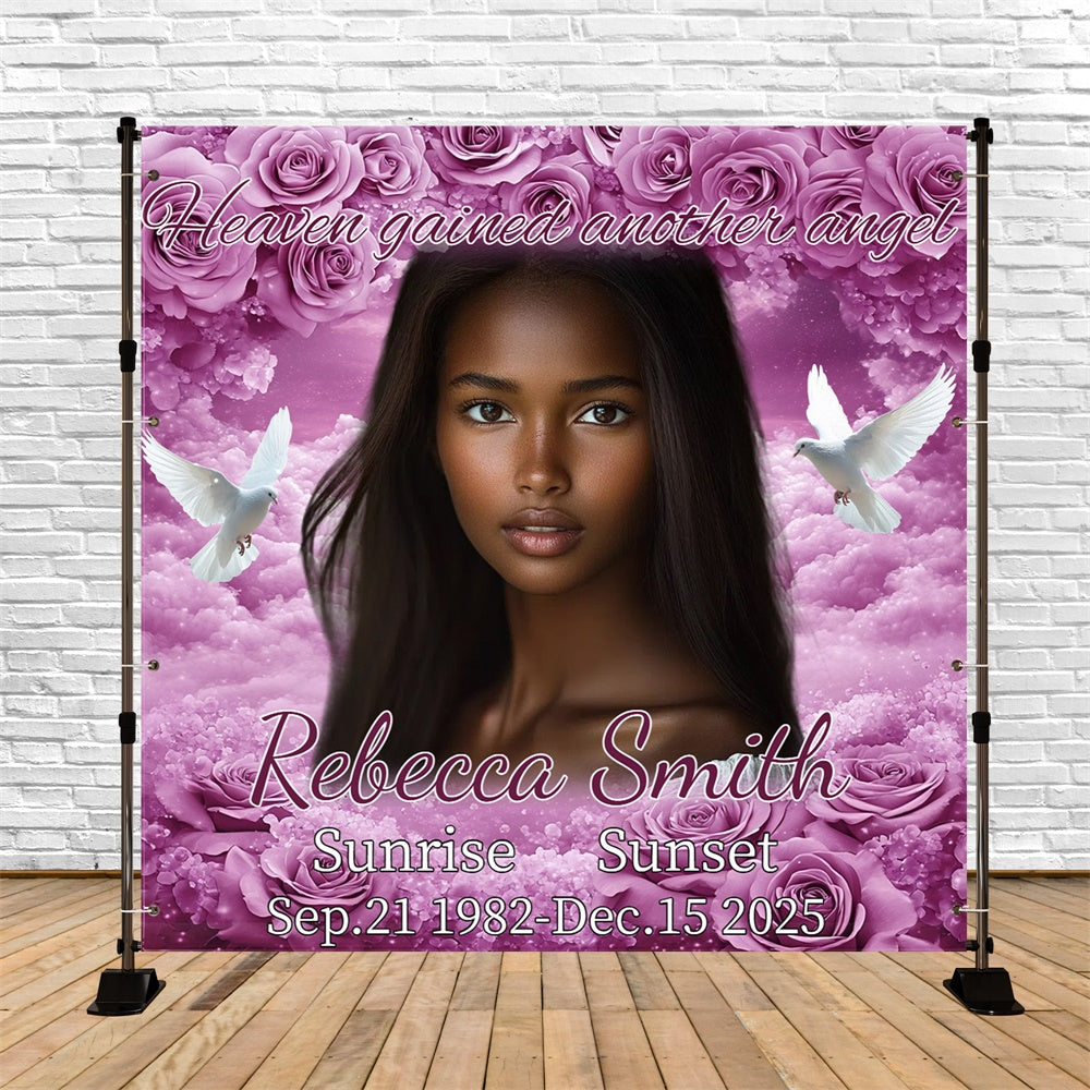 Memorial Backdrops Pink Roses Sky Farewell Customized Backdrop CSH6-366