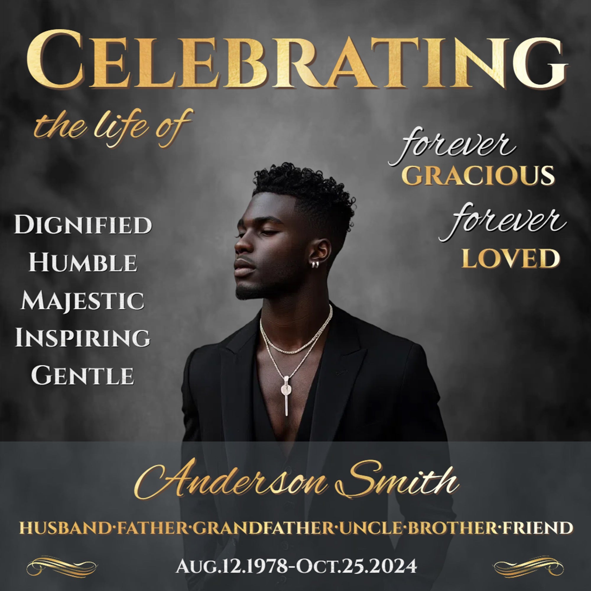 Memorial Backdrop Ideas Black Gold Honor Customized Backdrop CSH6-369