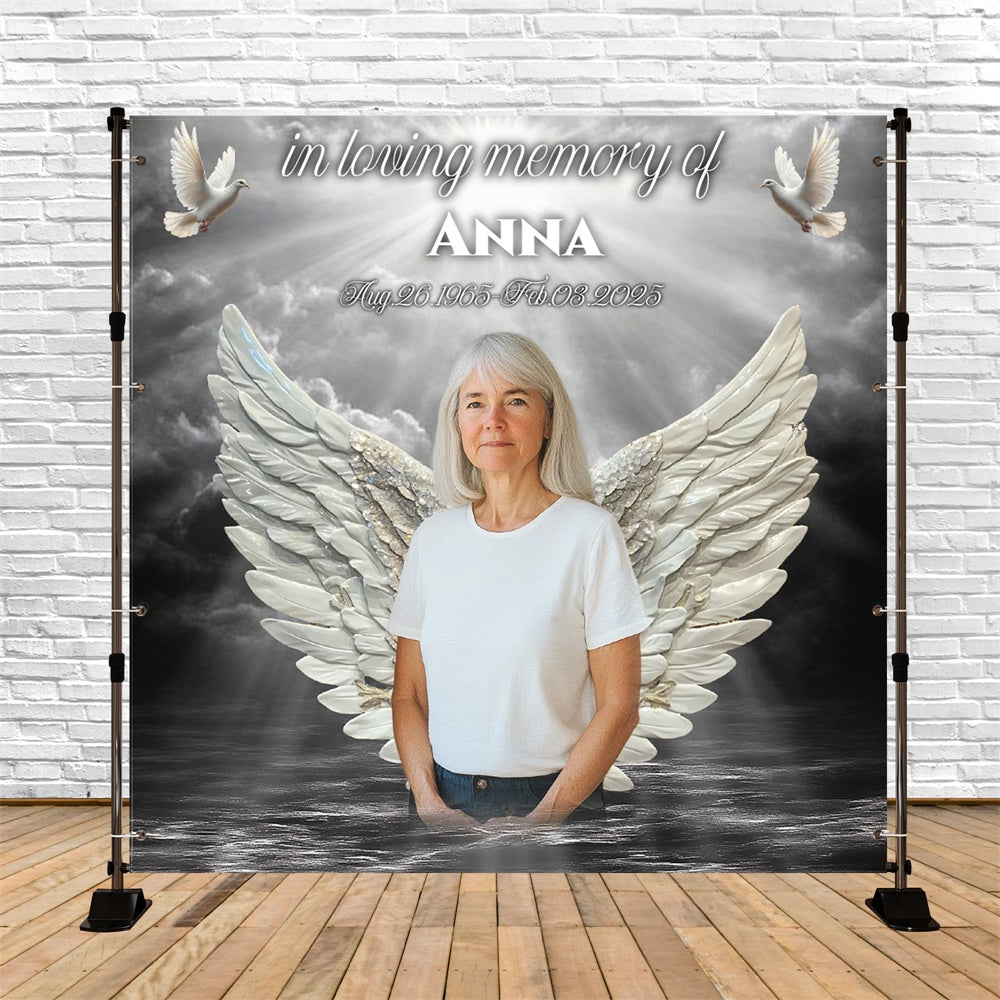 Memorial Backdrops Heavenly Peace Tribute Personalized Backdrop CSH6-372