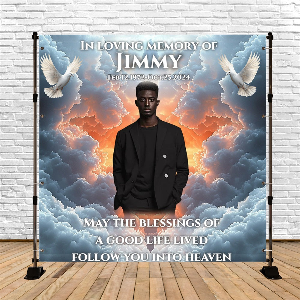 Memorial Backdrop Sunset Heaven Blessing Personalized Backdrop CSH6-373