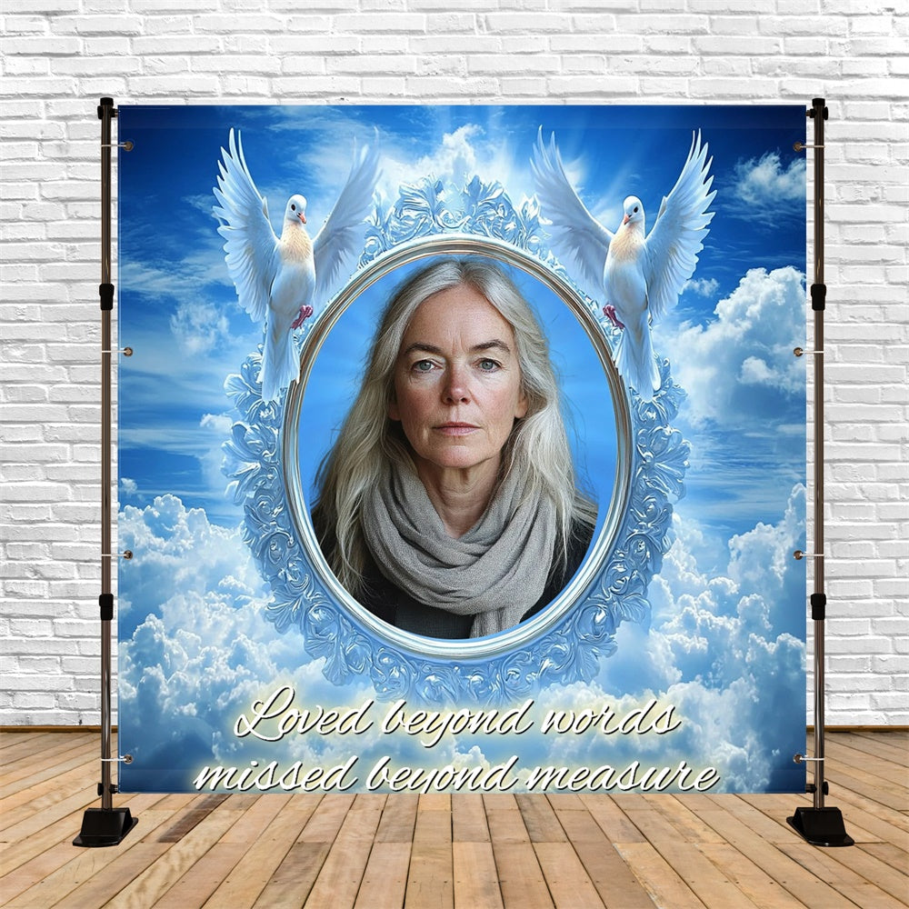 Memorial Backdrop Forever Blue Horizon Personalized Backdrop CSH6-375