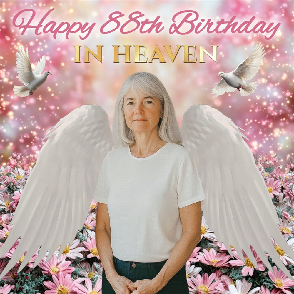 Memorial Backdrops Heavenly Birthday Glow Customized Backdrop CSH6-378