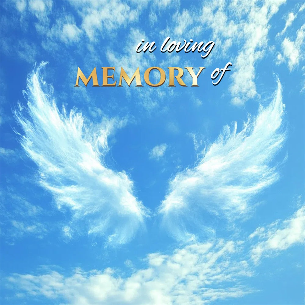 Memorial Backdrop Ideas Angel Wings Sky Personalized Backdrop CSH6-379