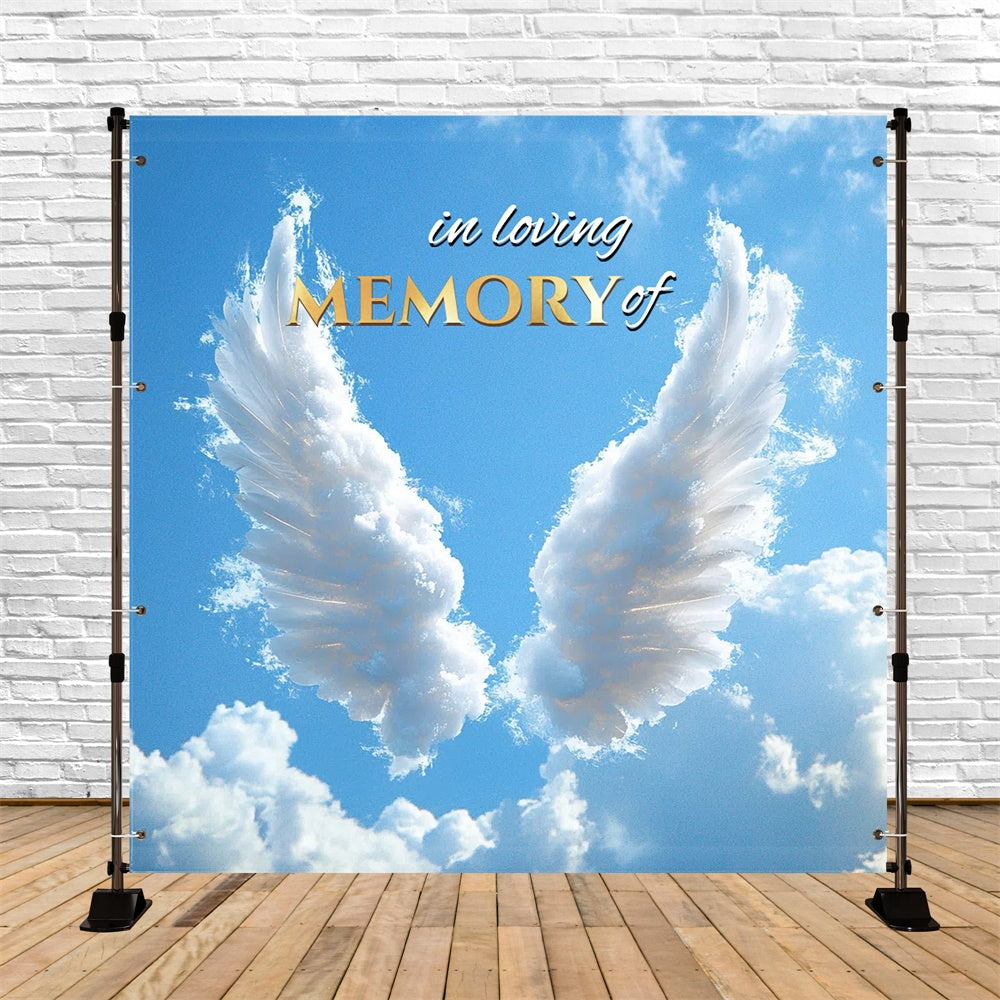 Memorial Backdrop Ideas Cloud Angel Wings Custom Backdrop CSH6-380