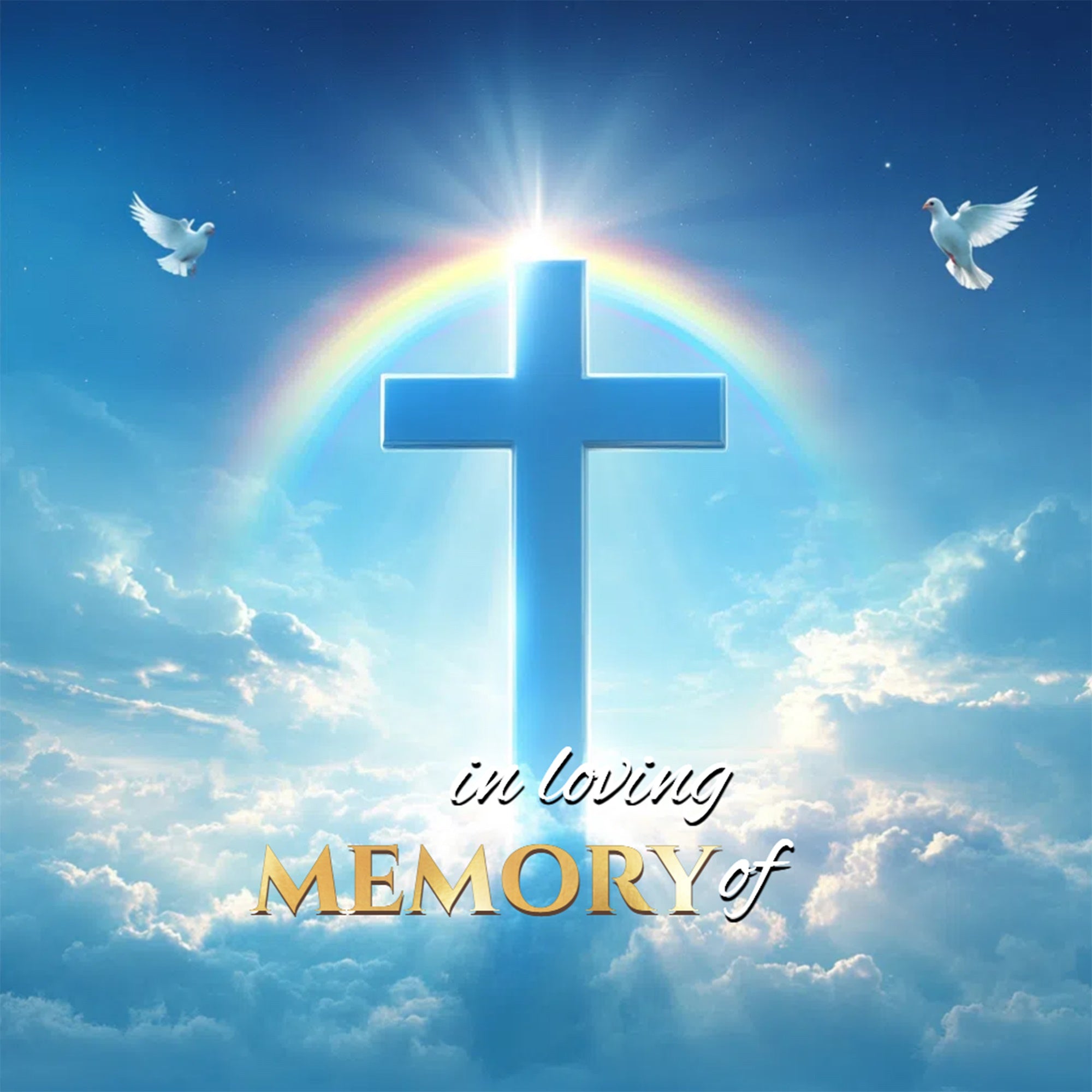 Memorial Backdrops Rainbow Cross Glory Personalized Backdrop CSH6-381