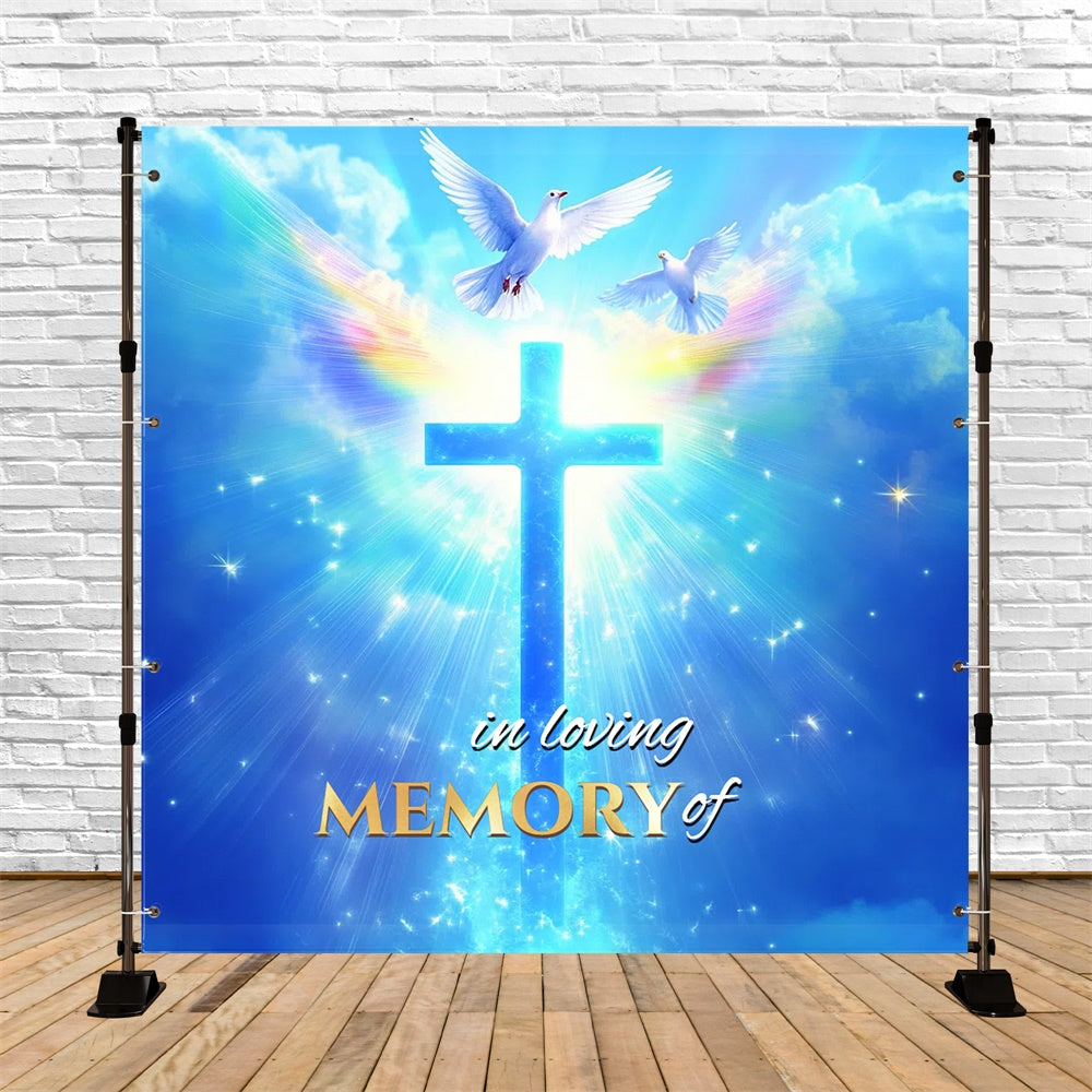 Memorial Backdrops Celestial Glory Cross Personalized Backdrop CSH6-383