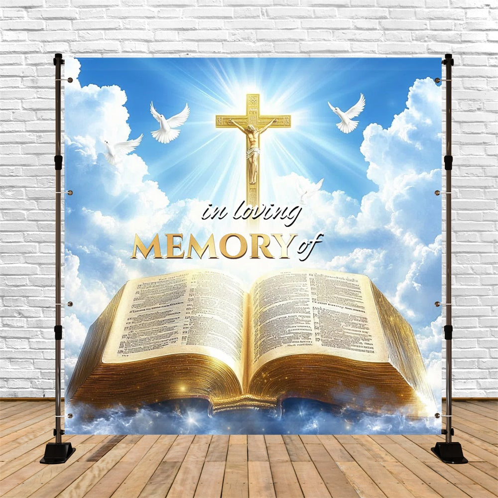 Memorial Backdrop Ideas Bible Glory Cross Customized Backdrop CSH6-384