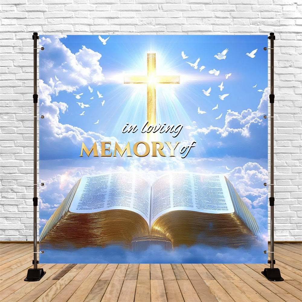 Memorial Backdrop Eternal Grace Cross Personalized Backdrop CSH6-385