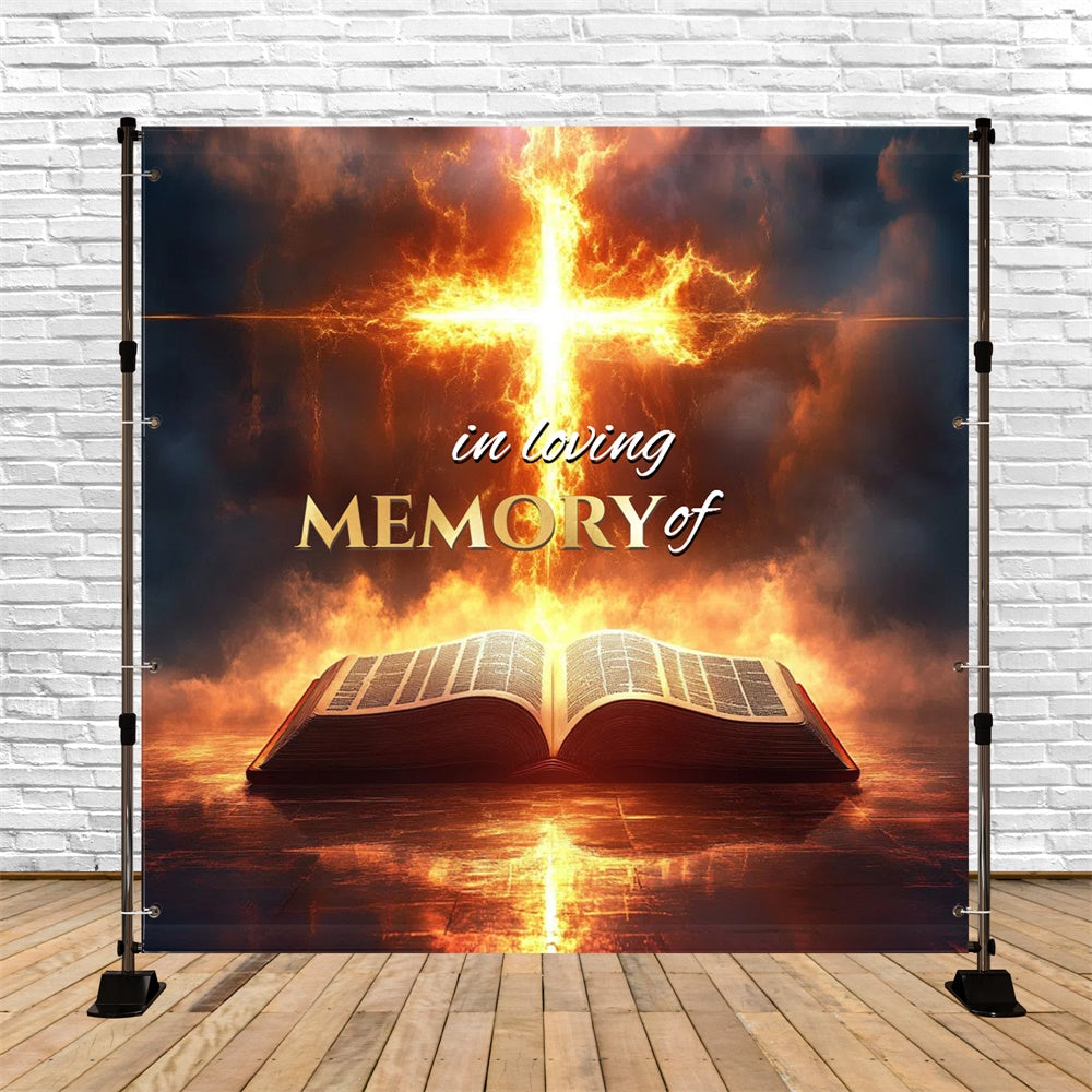 Memorial Backdrop Scripture Flame Horizon Personalized Backdrop CSH6-389