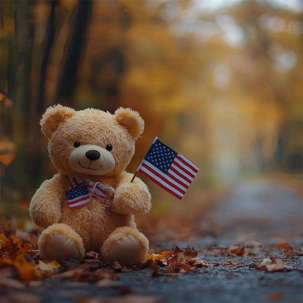 4th of July Photography Backdrops Patriot Teddy Trail Backdrop CSH6-44