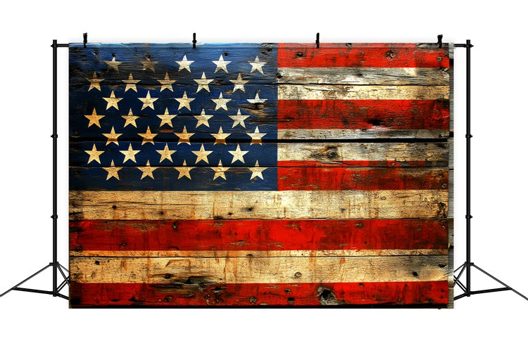 4th of July Photography Backdrops Rustic Wooden Flag Backdrop CSH6-5