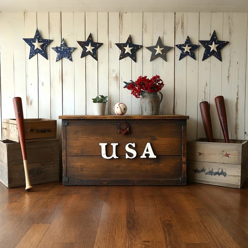 4th of July Photo Backdrop Rustic Baseball Room Backdrop CSH6-6