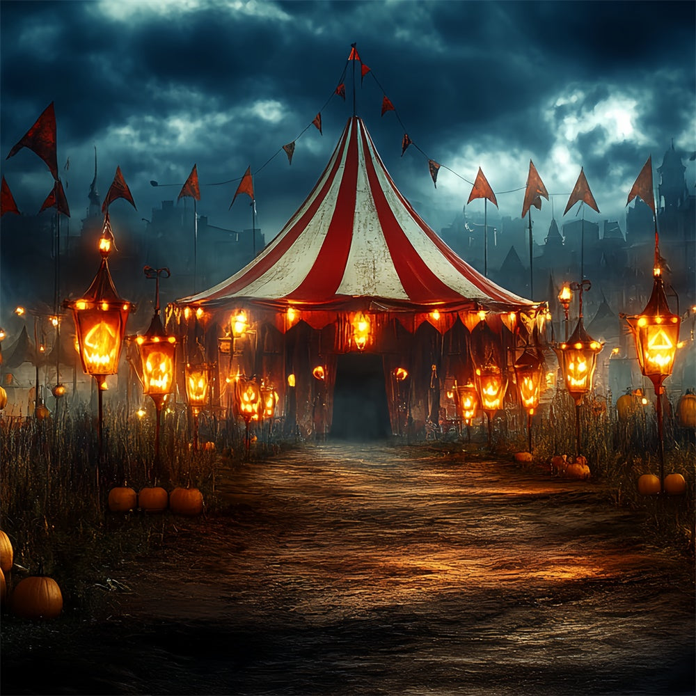 Halloween Picture Backdrop Haunted Circus Lantern Backdrop CSH6-70