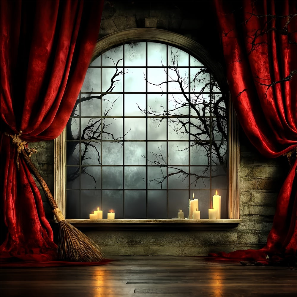 Halloween Picture Backdrop Window Moonlit Night Backdrop CSH6-74