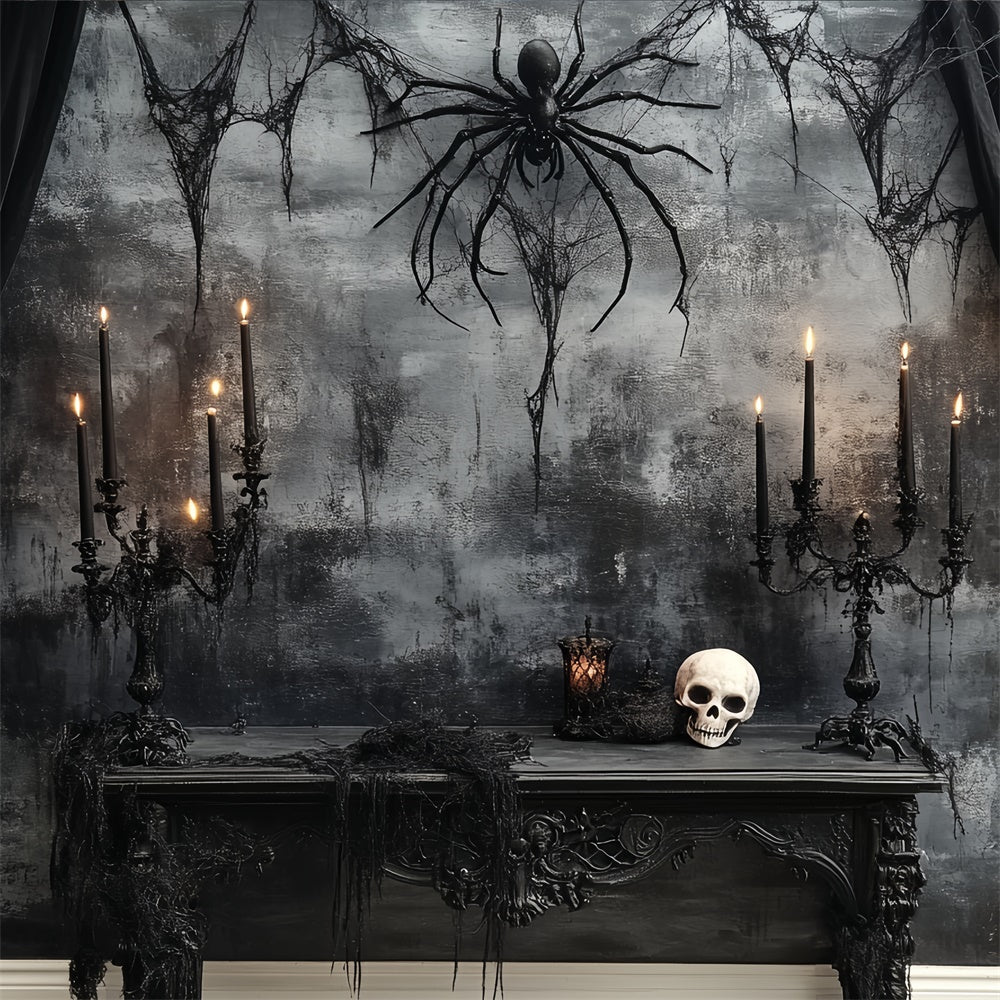 Scary Halloween Backdrop Skull Spider Midnight Altar Backdrop CSH6-77