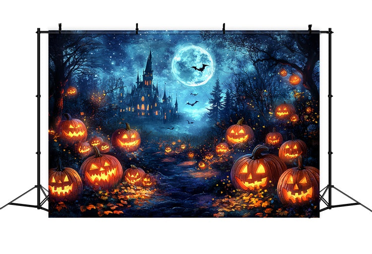 Spooky Forest Backdrop Magic Castle Pumpkin Halloween Backdrops CSH6-81