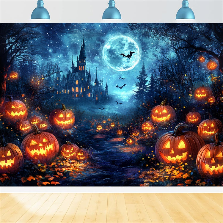 Spooky Forest Backdrop Magic Castle Pumpkin Halloween Backdrops CSH6-81