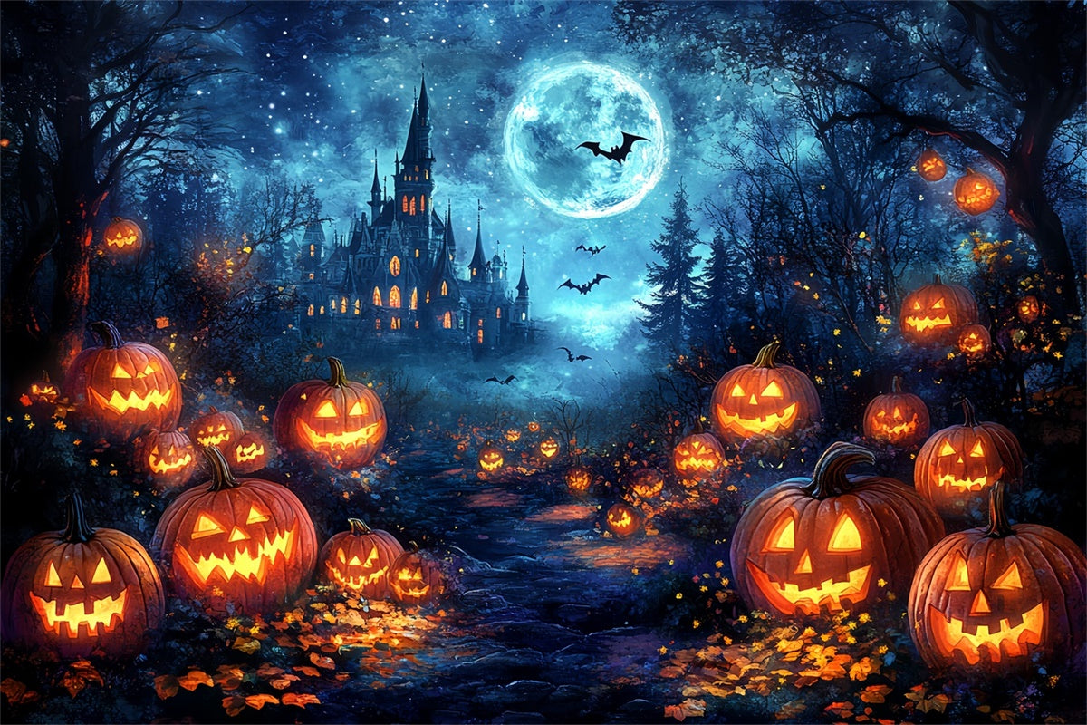 Spooky Forest Backdrop Magic Castle Pumpkin Halloween Backdrops CSH6-81