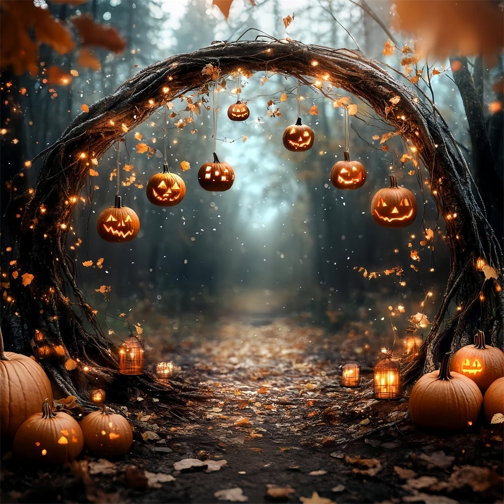 Magical Forest Backdrop Enchanted Pumpkin Arch Halooween Backdrop CSH6-82
