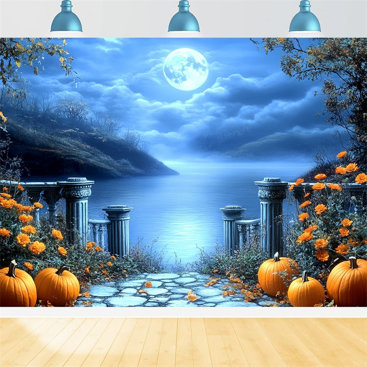 Photography Halloween Backdrop Gothic Lake Moonlight Backdrop CSH6-85
