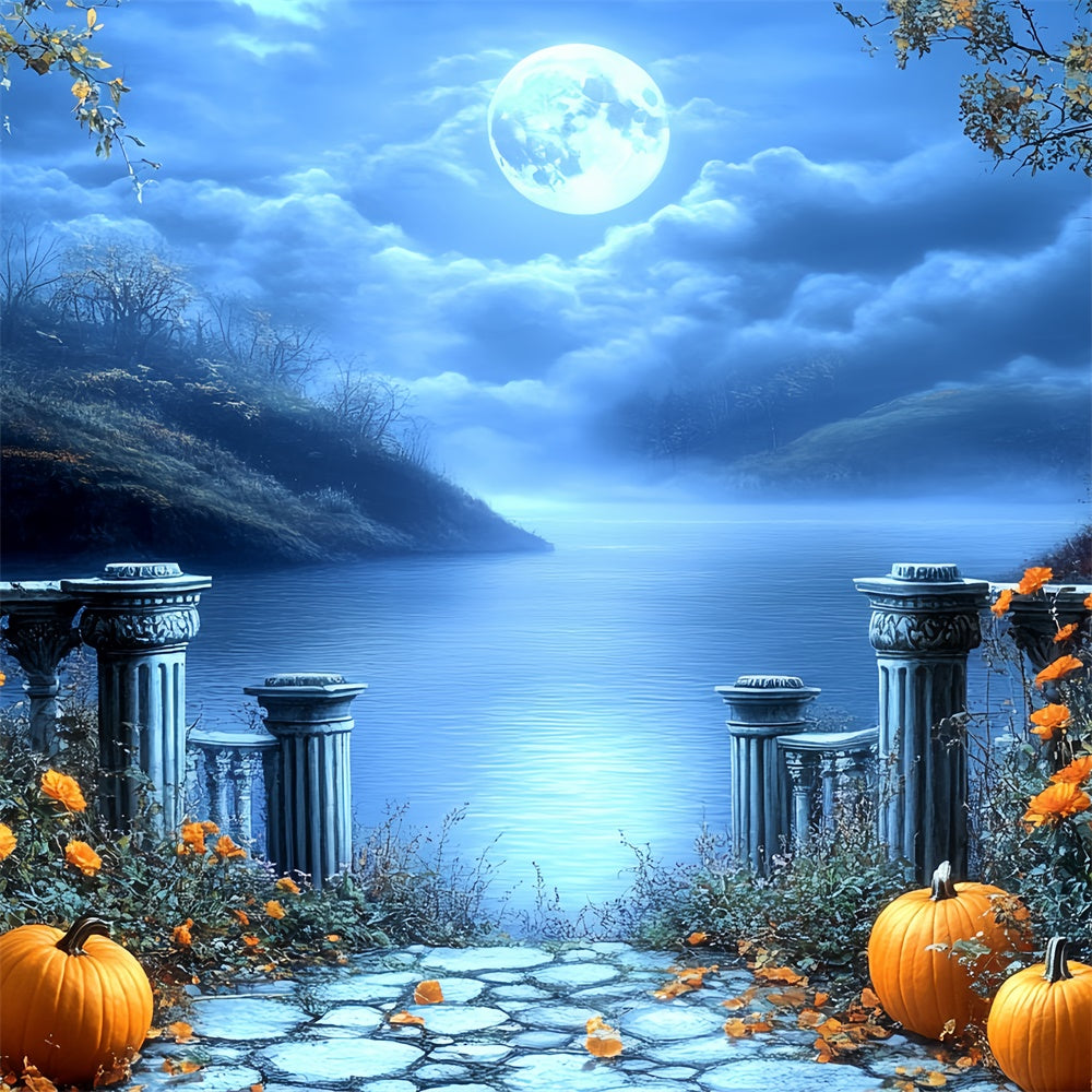 Photography Halloween Backdrop Gothic Lake Moonlight Backdrop CSH6-85