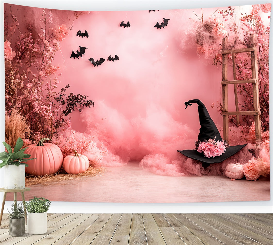 Halloween Wall Backdrop Pink Witch Garden Backdrop CSH6-87